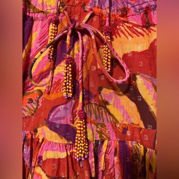 FARM Rio red banana print mini puff sleeve dress, XS, adjustable waist - Picture 6 of 8